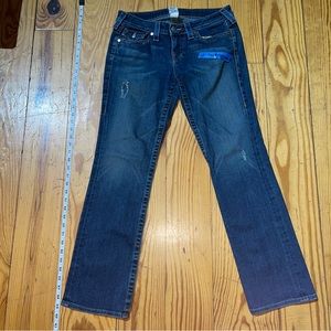 True religion jeans Billy SUPER T size 28 blue measures 28 Missing Back Button